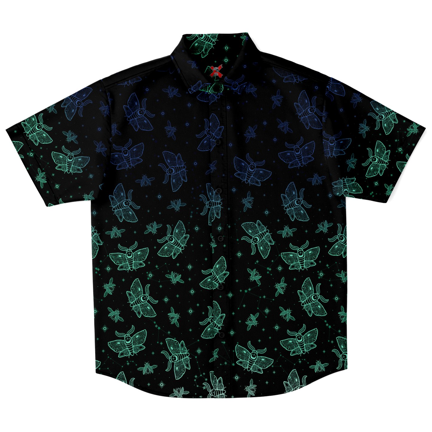 Celestial Mothshort sleeve button-up shirt