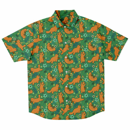 Swimming Platypuses short sleeve button-up shirt