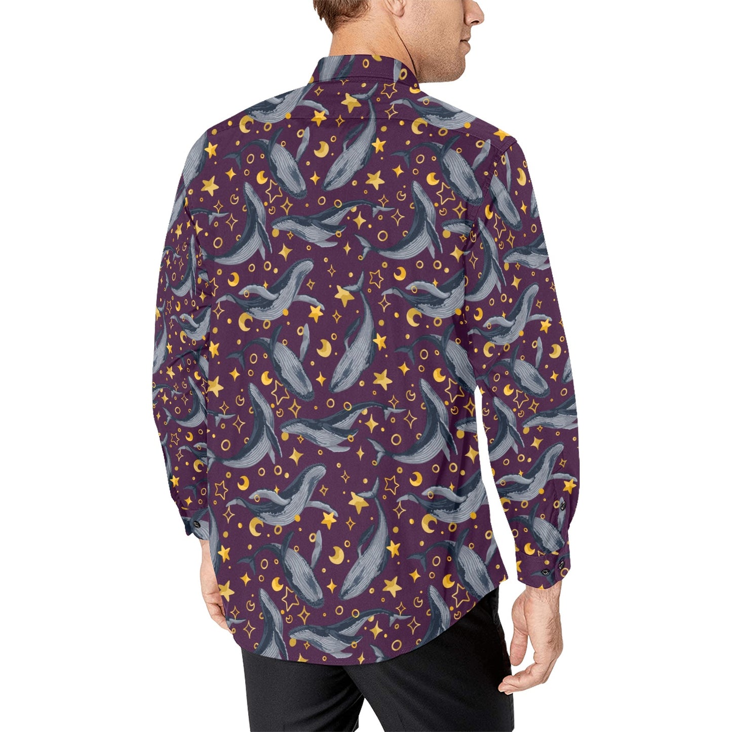 Star Whales Long Sleeve Button-up Shirt
