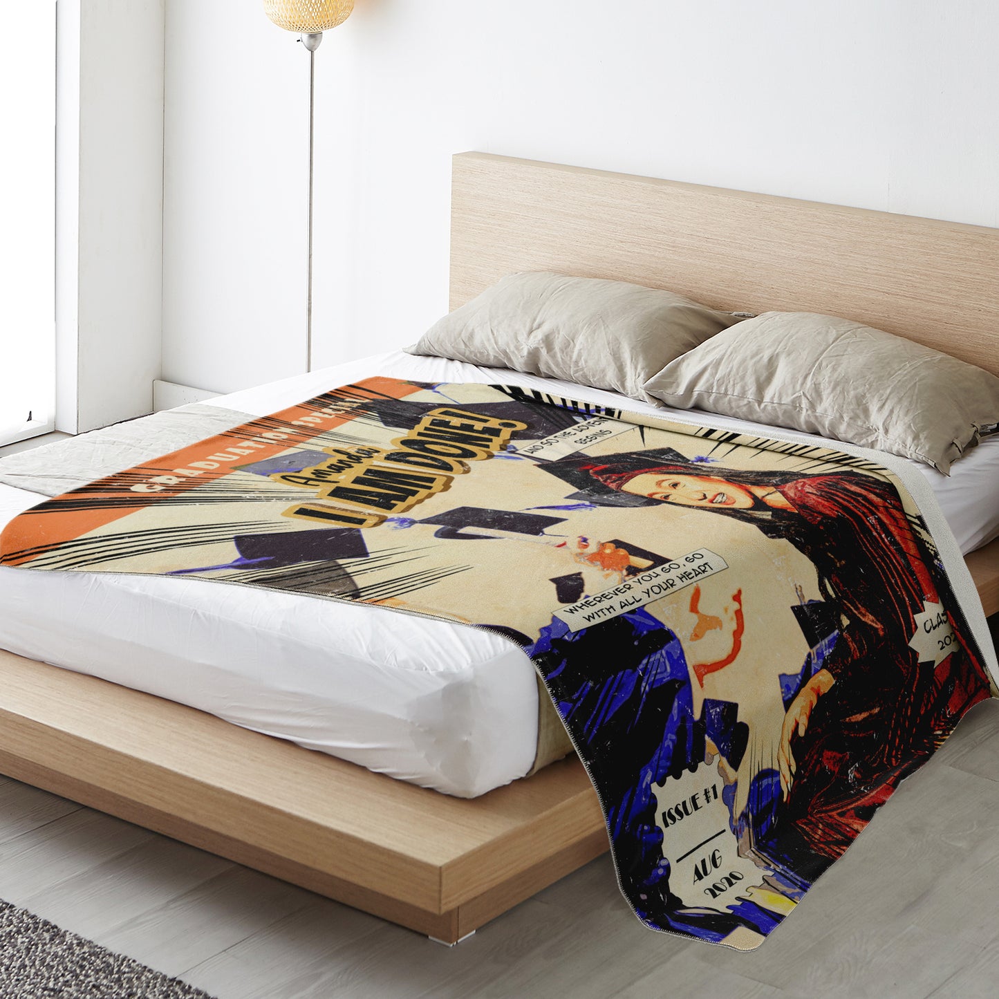 Personalized Graduation Blanket - Retro Comic Art - NeoSkull
