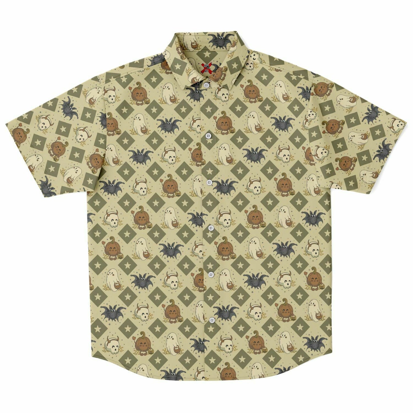 Adorable Halloween short sleeve button-up shirt