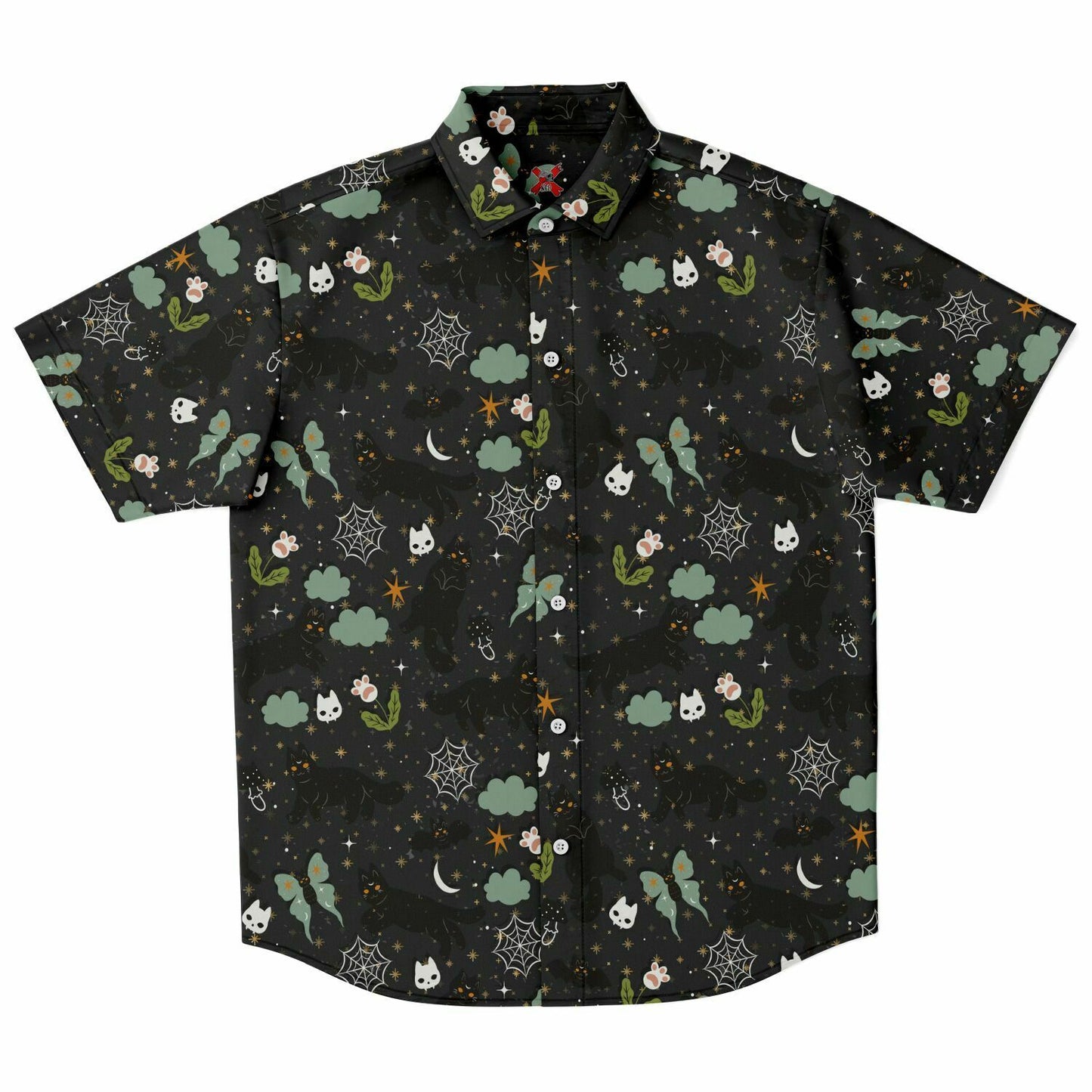 Dark Cats short sleeve button-up shirt