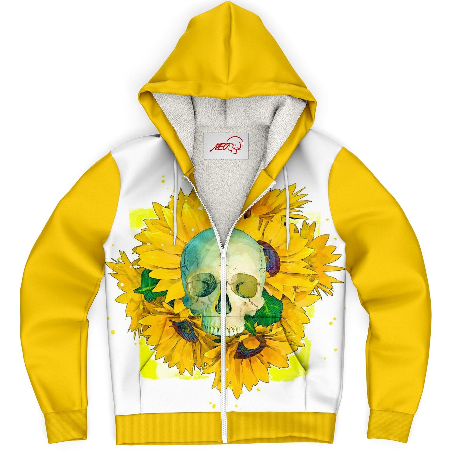 Skull and Sunflowers Sherpa Hoodie - NeoSkull