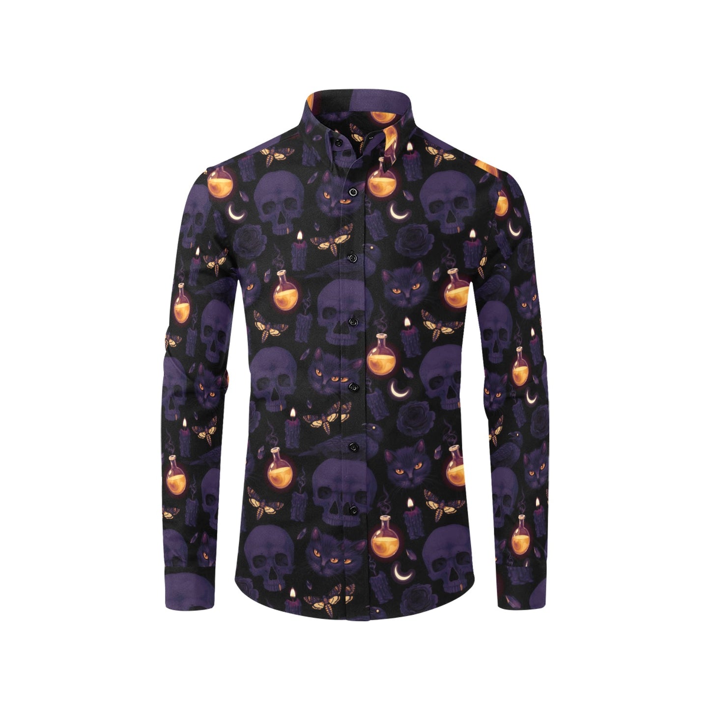Black magic Men's All Over Print Long Sleeve Shirt (Without Pocket) (ModelT61)