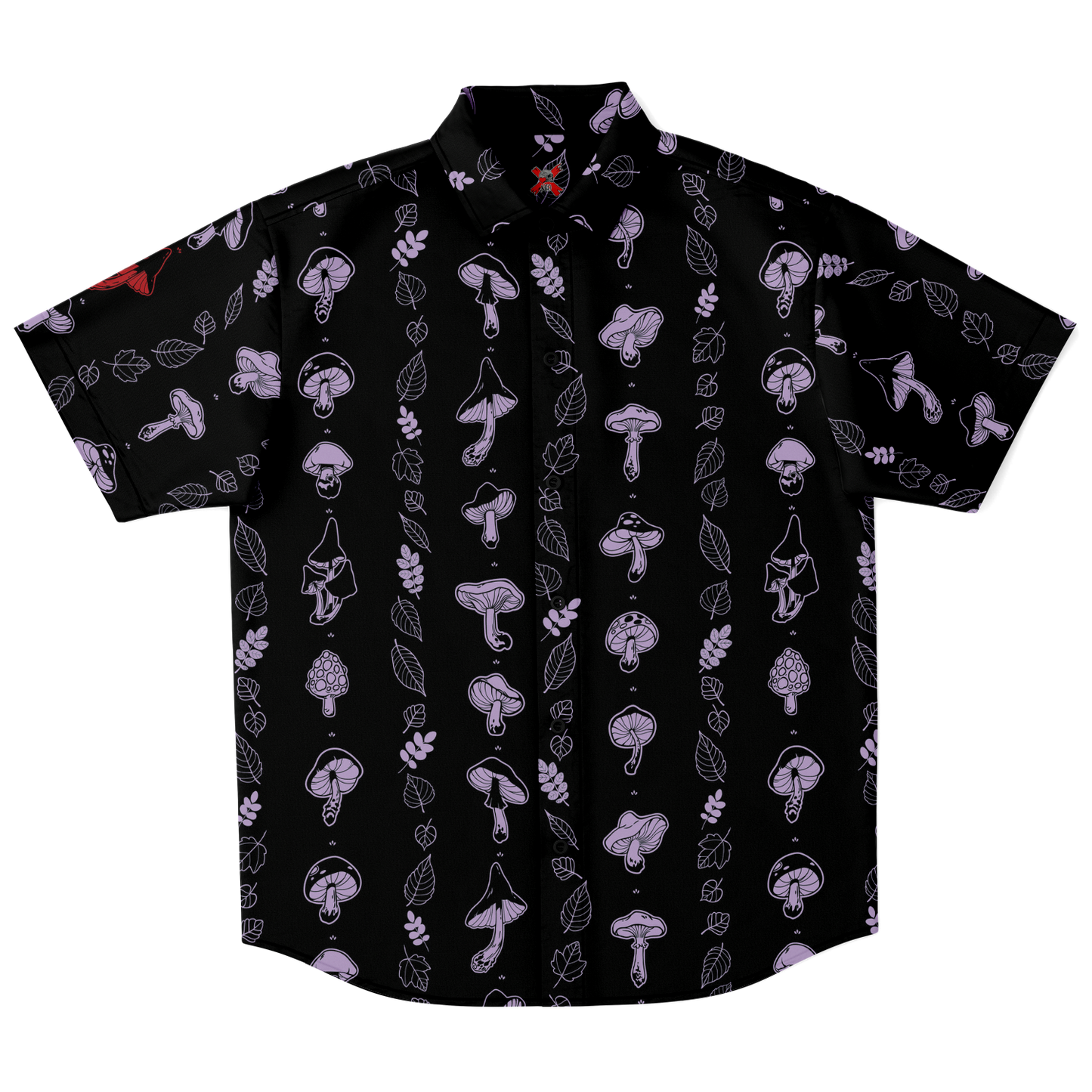 Lavender Mushrooms short sleeve button-up shirt