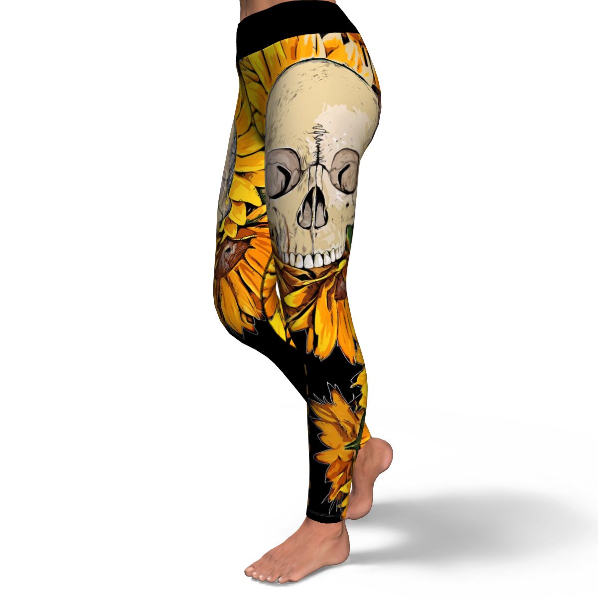 Sunflowers Skull Sunshine Yoga Leggings - NeoSkull
