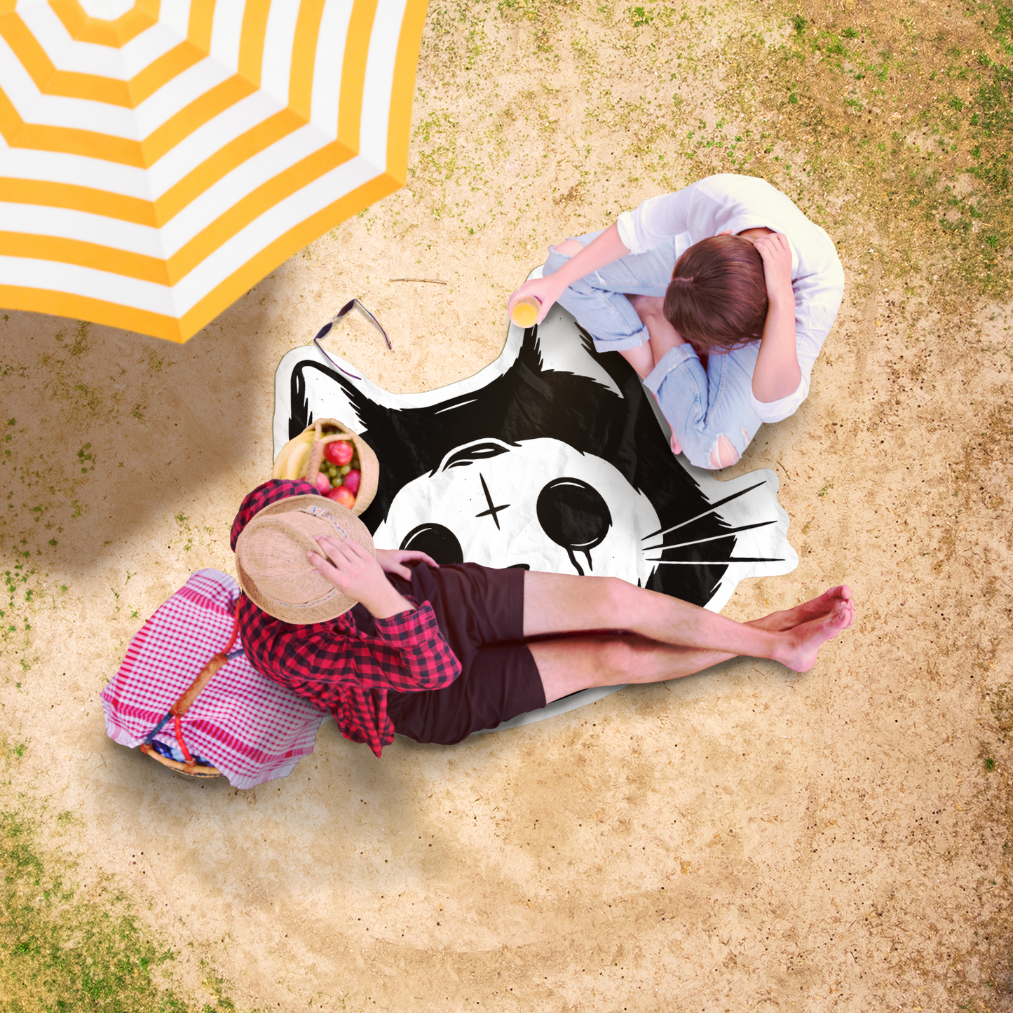 Skull Cat Small Beach Towel - NeoSkull