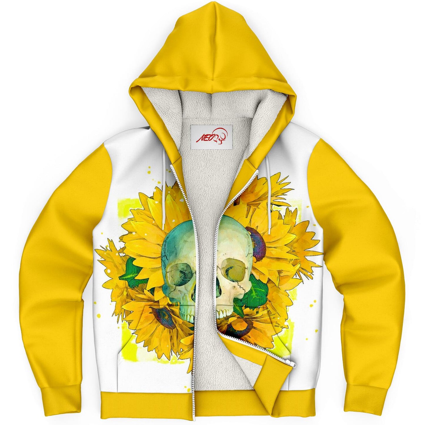 Skull and Sunflowers Sherpa Hoodie - NeoSkull