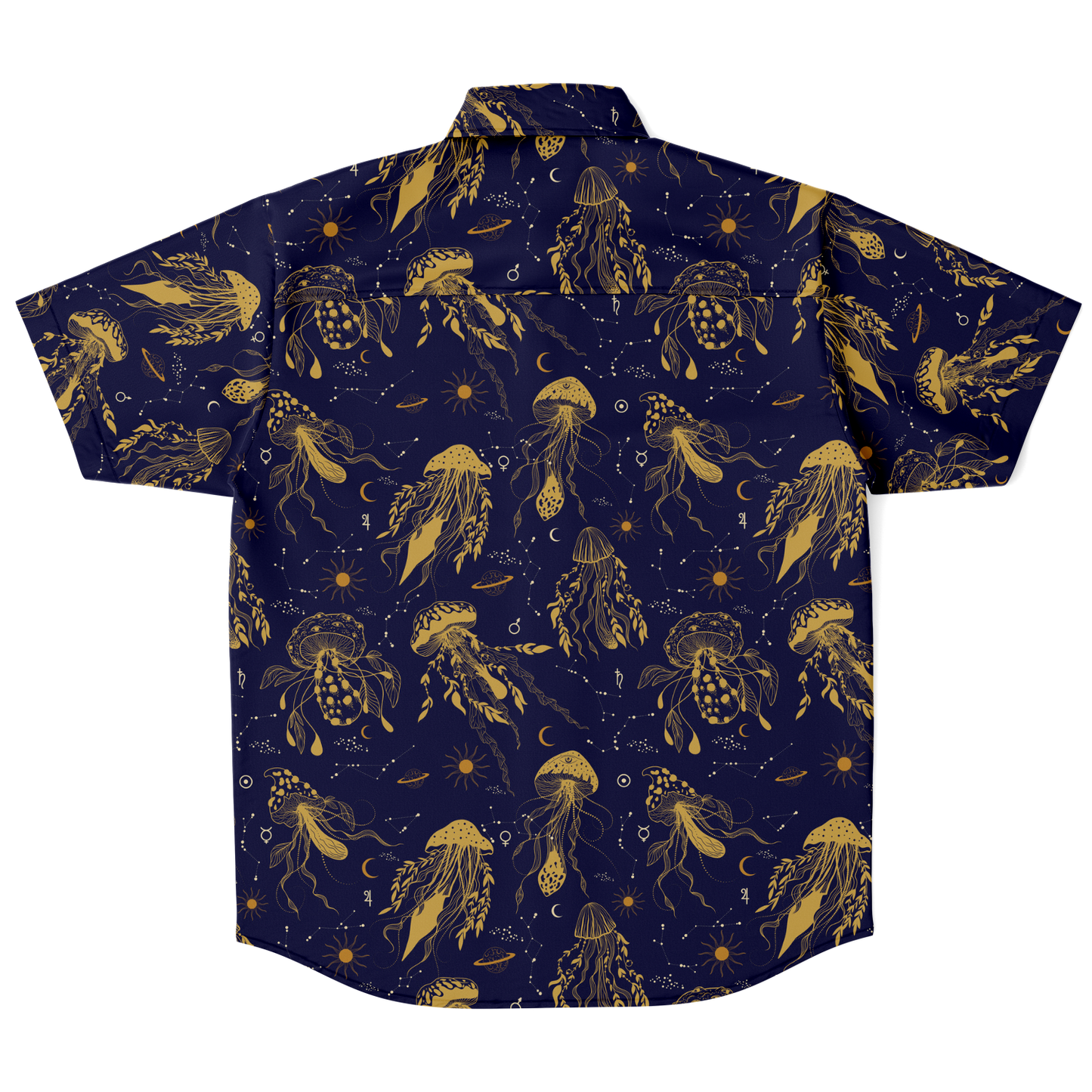 Mystical mushrooms short sleeve button-up shirt