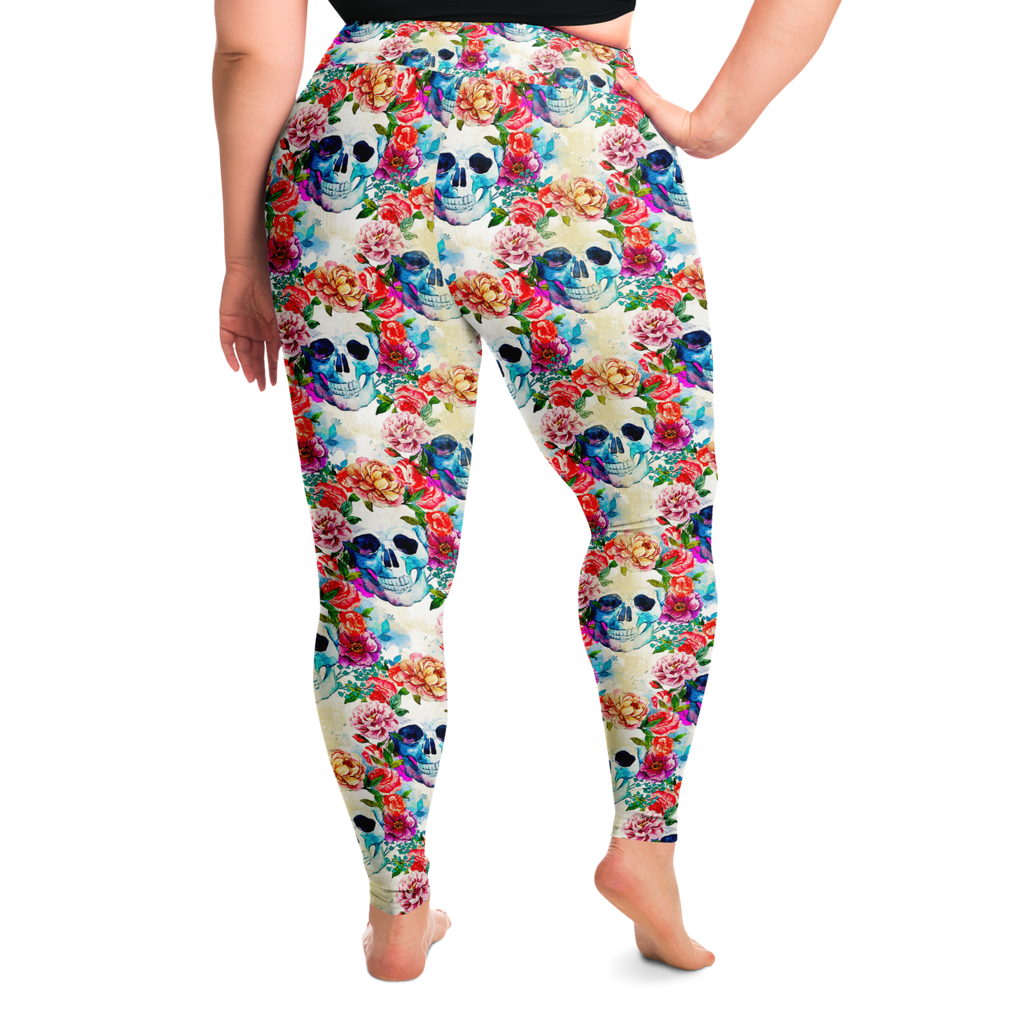 Peonies and Skulls Legging Plus Size - NeoSkull