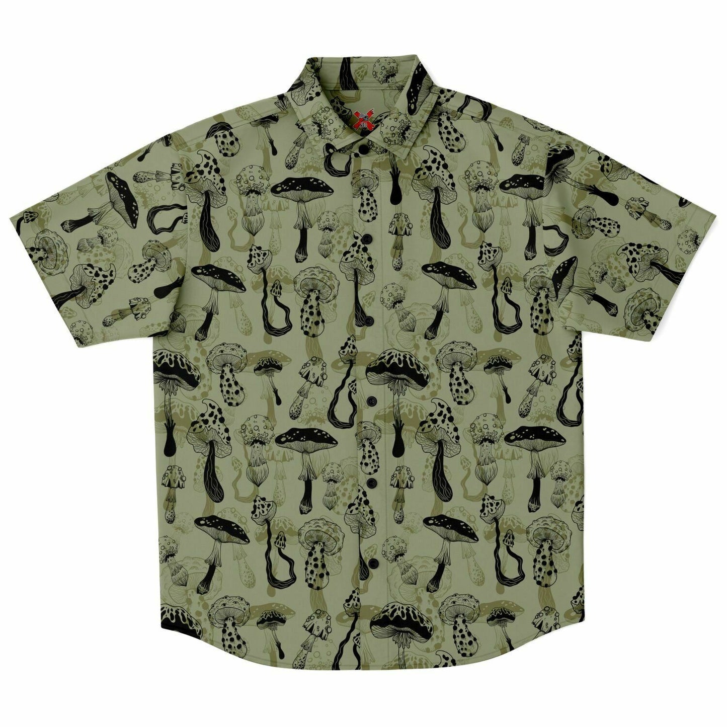 Mushroom Warrior short sleeve button-up shirt
