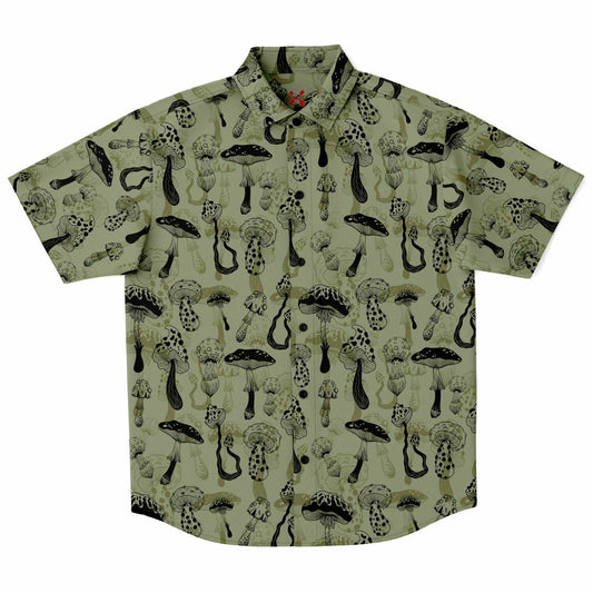 Mushroom Warrior short sleeve button-up shirt