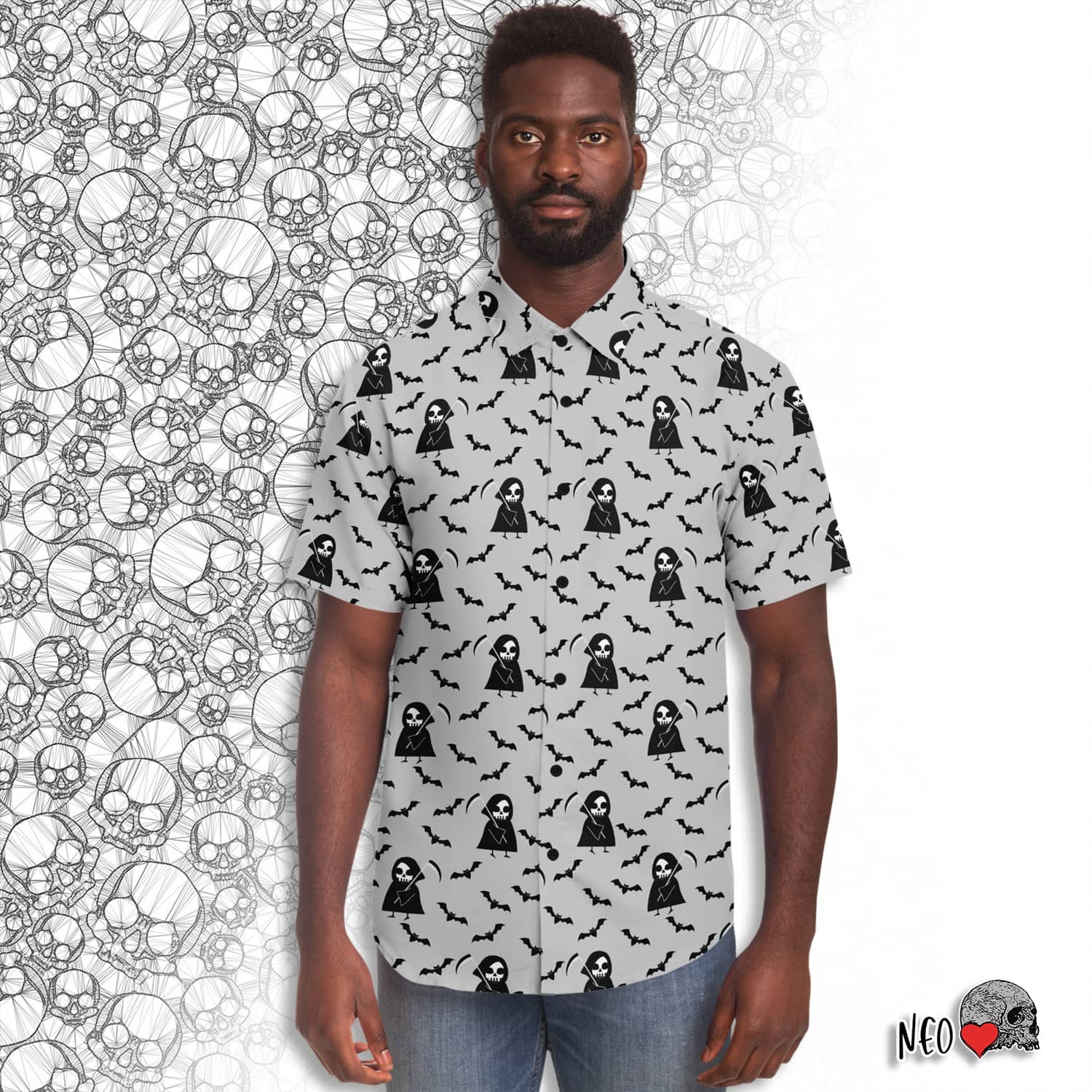 goth kawaii short sleeve button down shirt