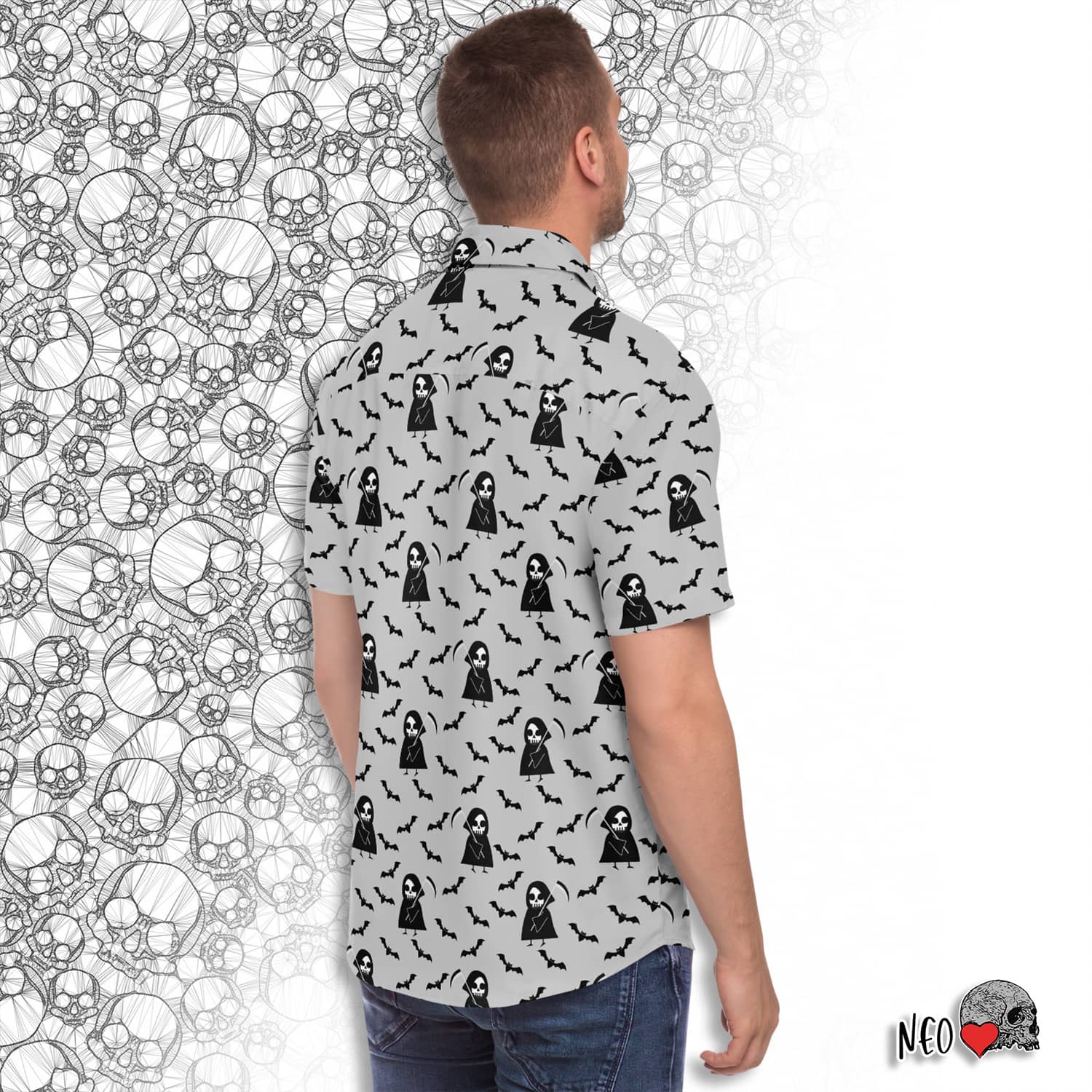 Angel of Death short sleeve button down shirt - NeoSkull