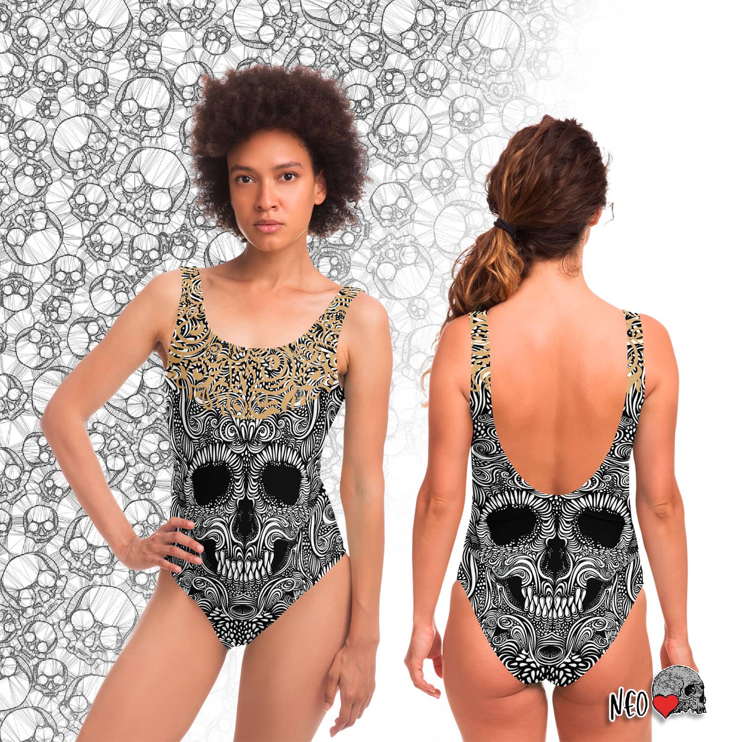 skull face swimsuit
