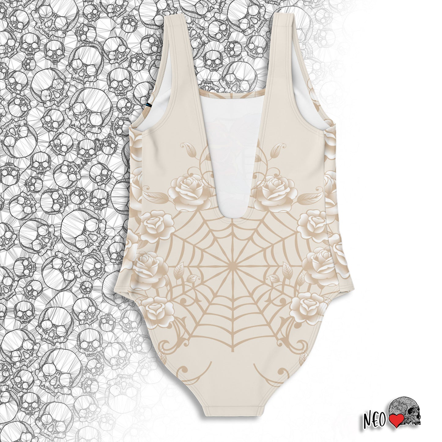 gothic flowers and web swimwear