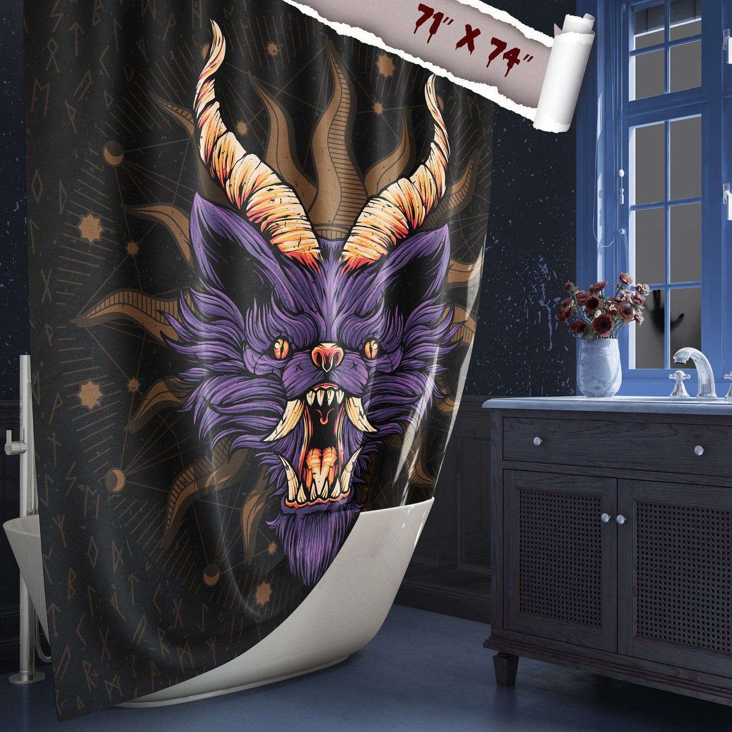 devil wolf shower curtain