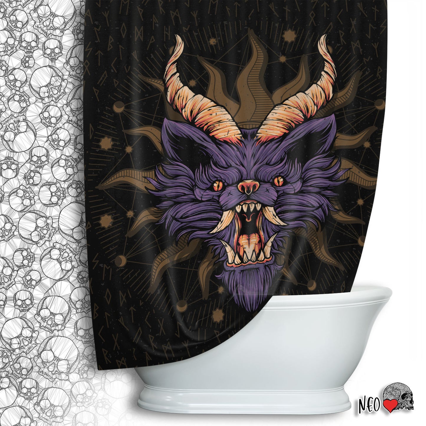 goth bathroom shower curtain - neoskull