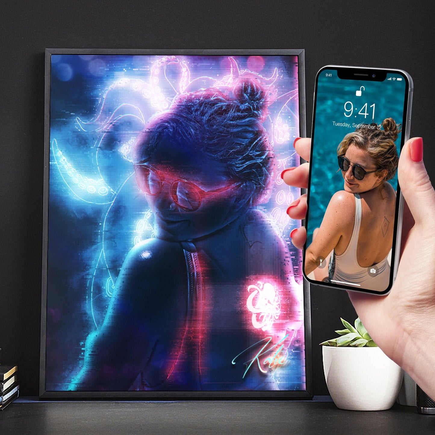 Custom Neon Glitch Portrait - NeoSkull