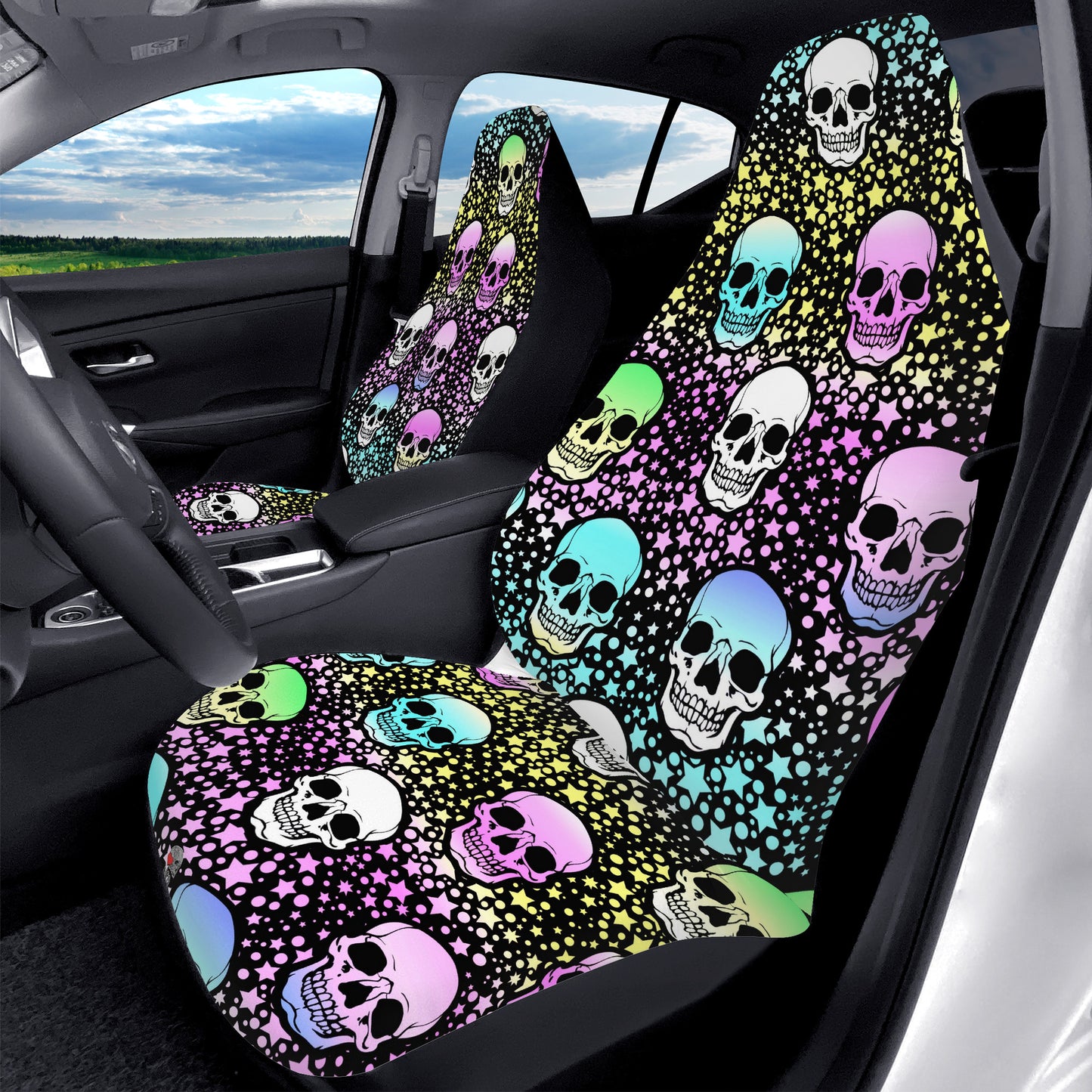 Pale Face Skulls Car Seat Covers