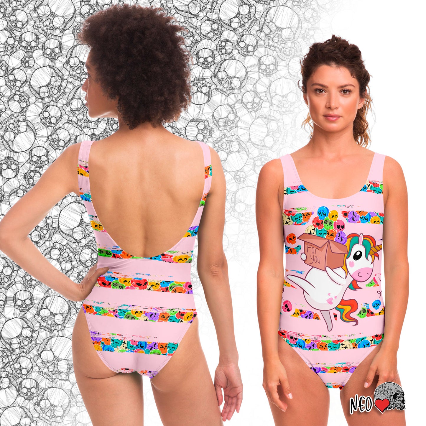 Candy Skull Unicorn One-piece Swimsuit - NeoSkull