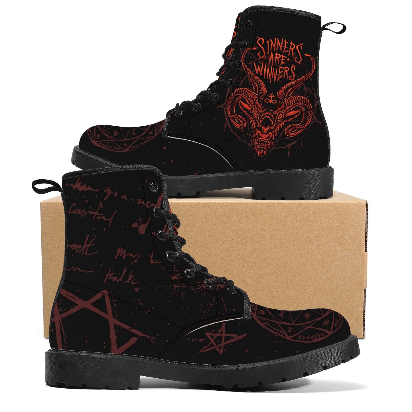 Sinners Are Winners Synthetic Leather Boots - NeoSkull