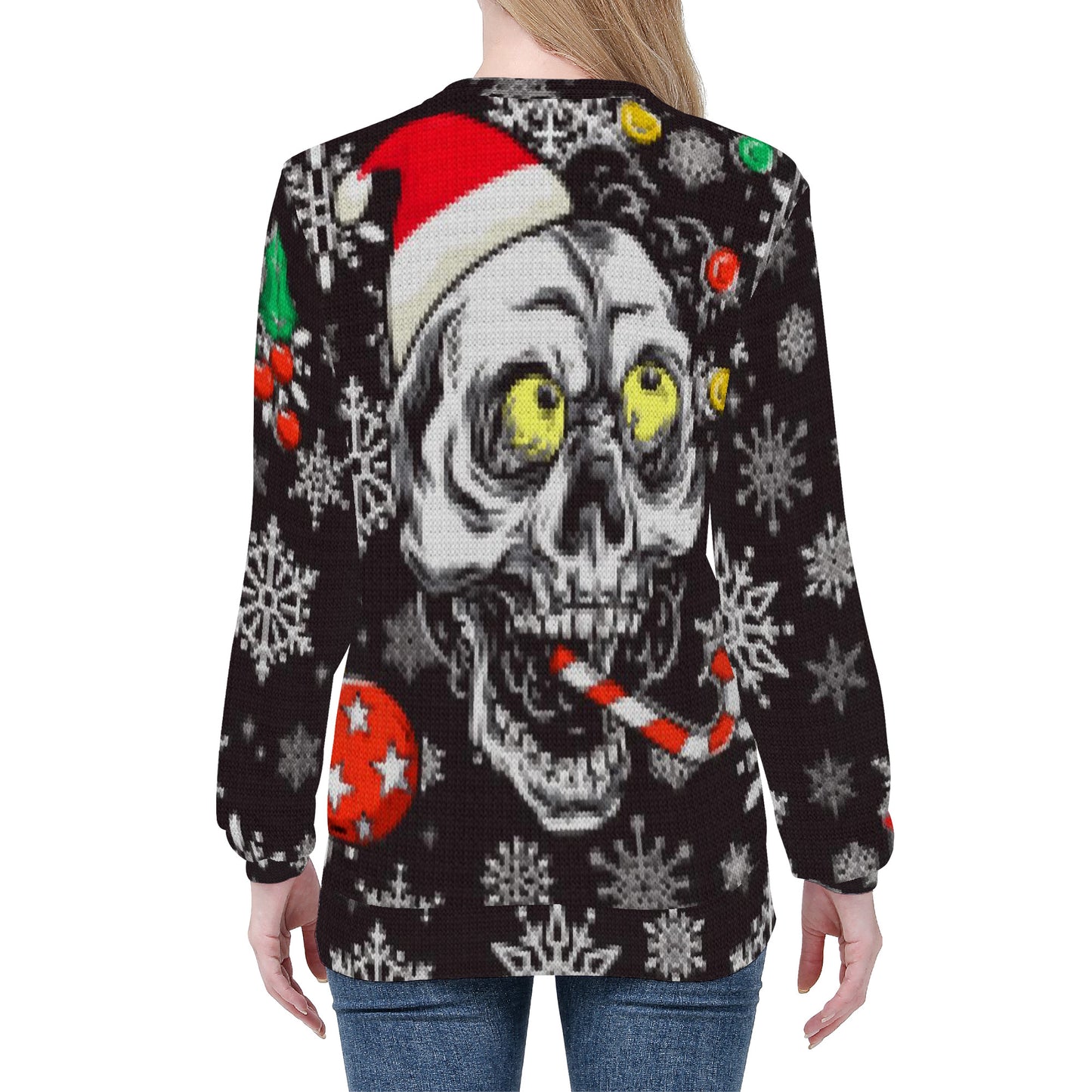 Merry Skulls Ugly Sweater Style Women's Sweatshirt - NeoSkull