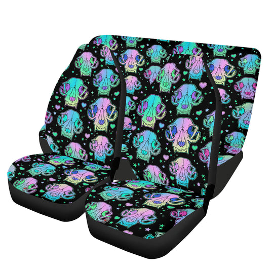 Neon Cat Skulls Full Car Seat Cover Set
