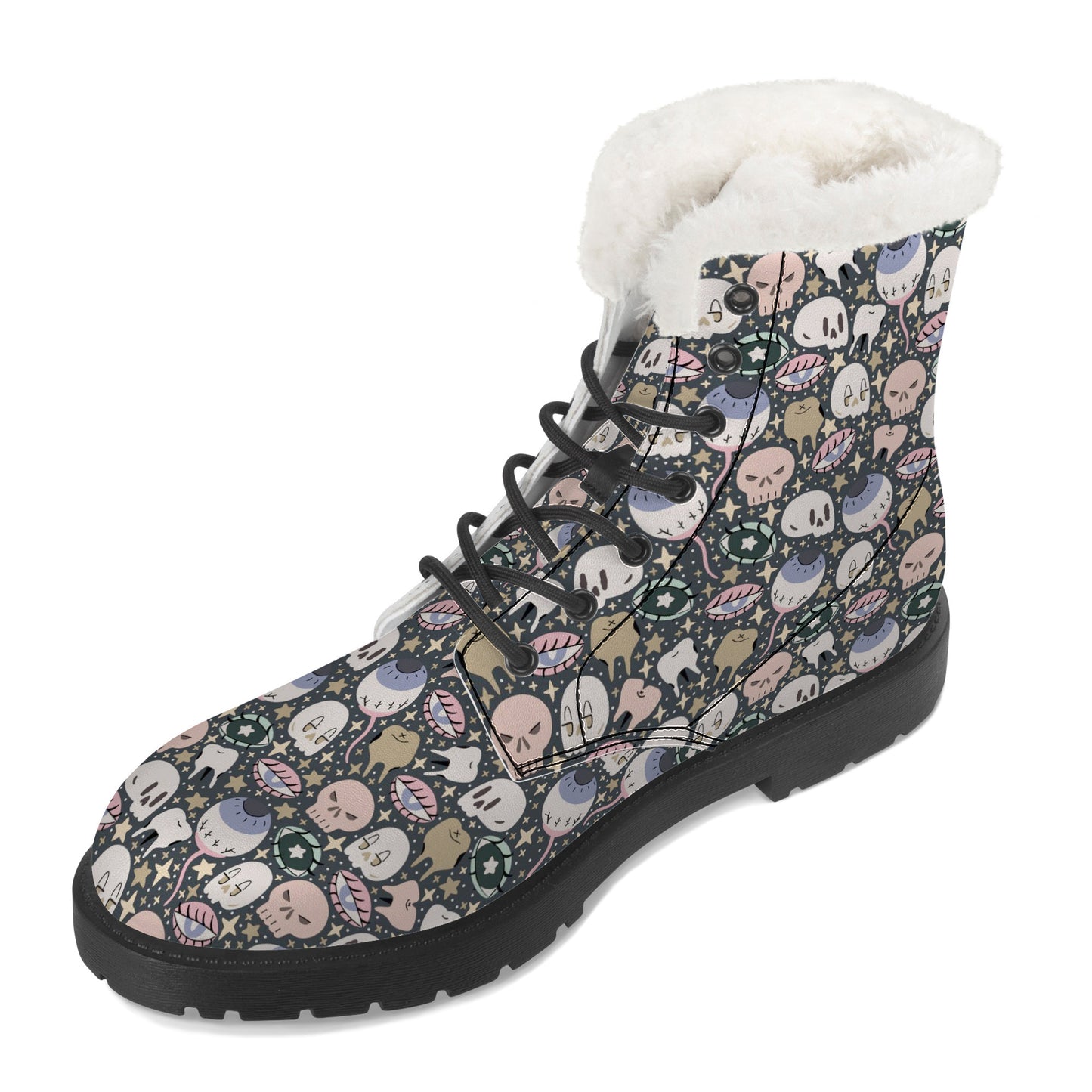Spooky Faux Fur Synthetic Leather Boot