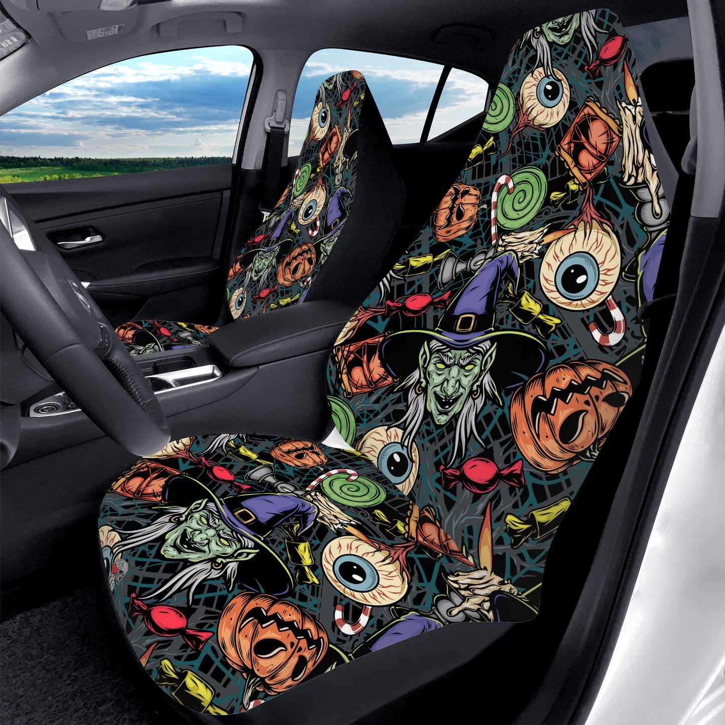 Spooky Witch Car Seat Covers Inkp