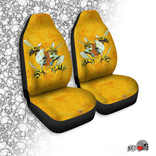 bee skull honeycomb car seat covers