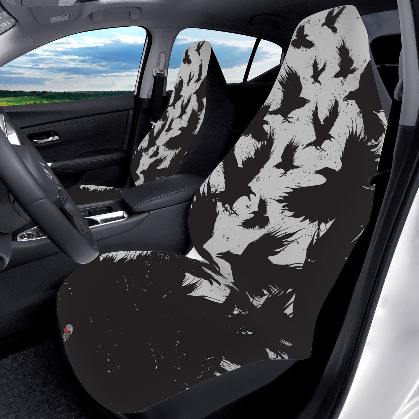 Gray Raven Dance Car Seat Covers