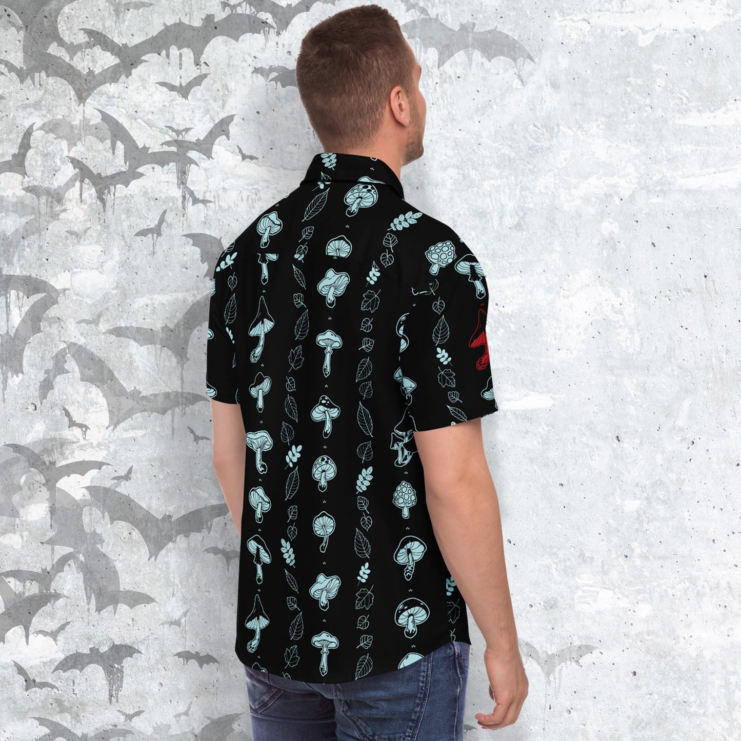 Mushrooms short sleeve button-up shirt