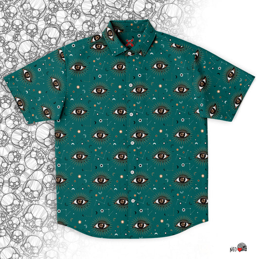 Mystic Eye short sleeve button down shirt