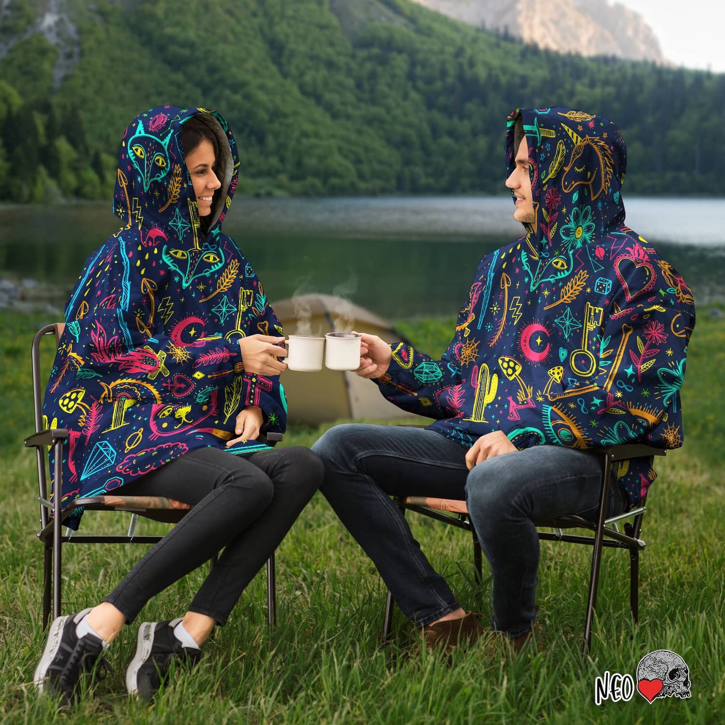 witchcraft couple wearable blanket