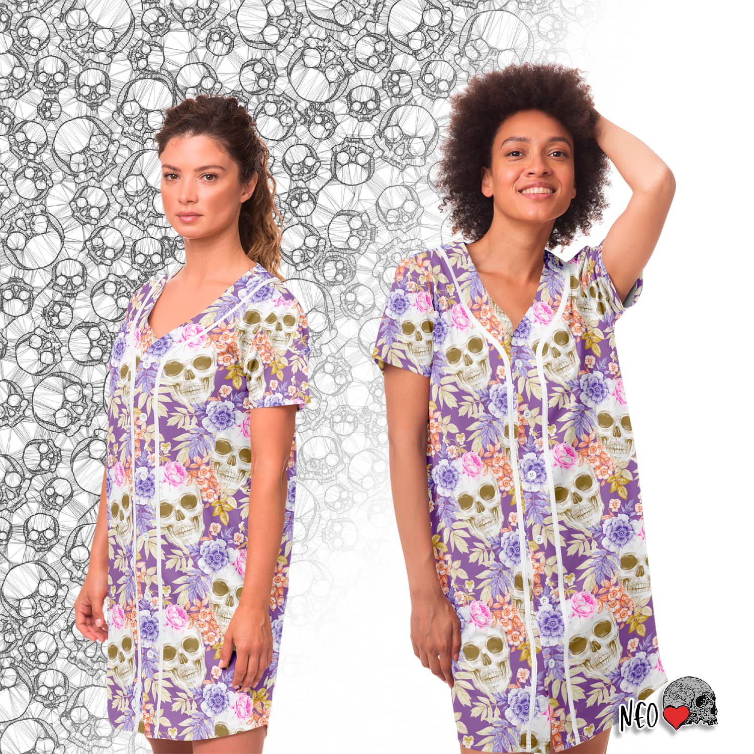 Gentle Oblivion Baseball Jersey Dress - NeoSkull