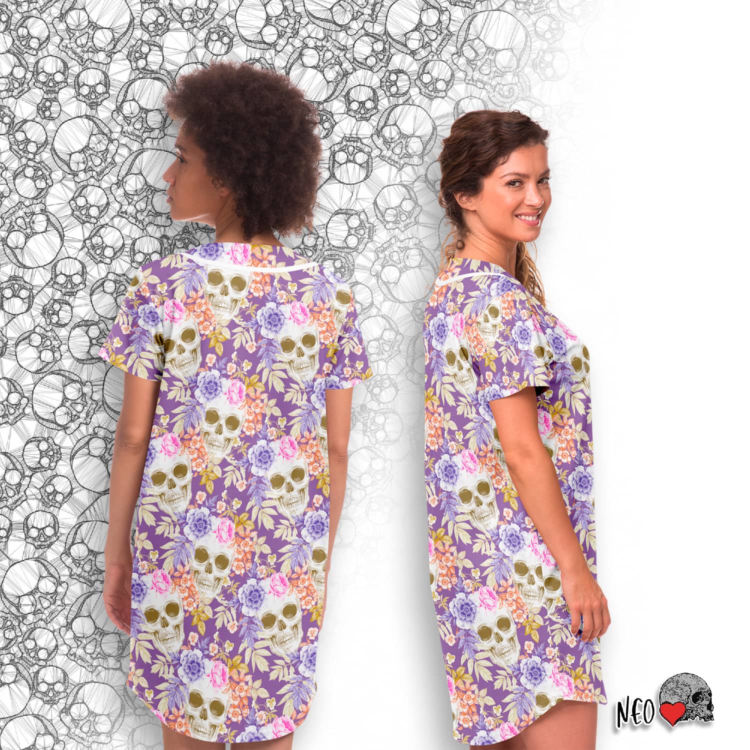 Gentle Oblivion Baseball Jersey Dress - NeoSkull