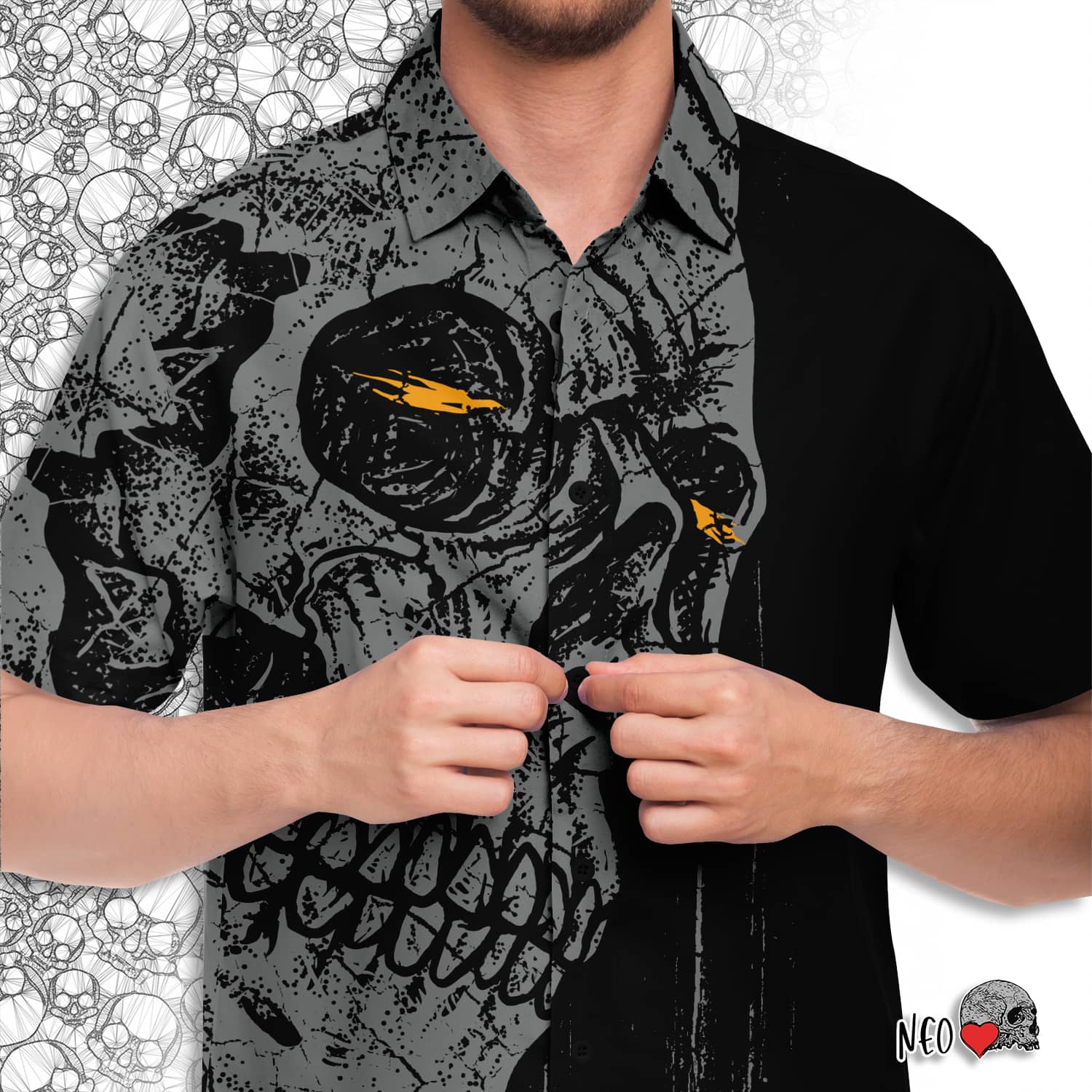 Observer Short Sleeve Button Down Shirt - NeoSkull