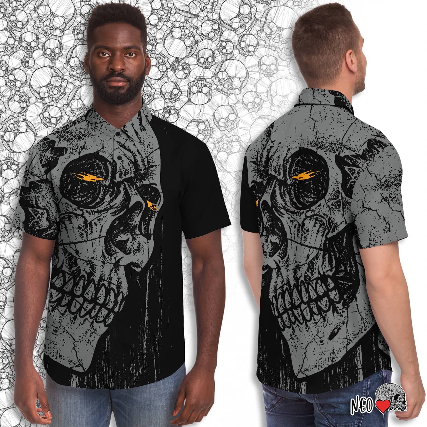 Observer Short Sleeve Button Down Shirt - NeoSkull