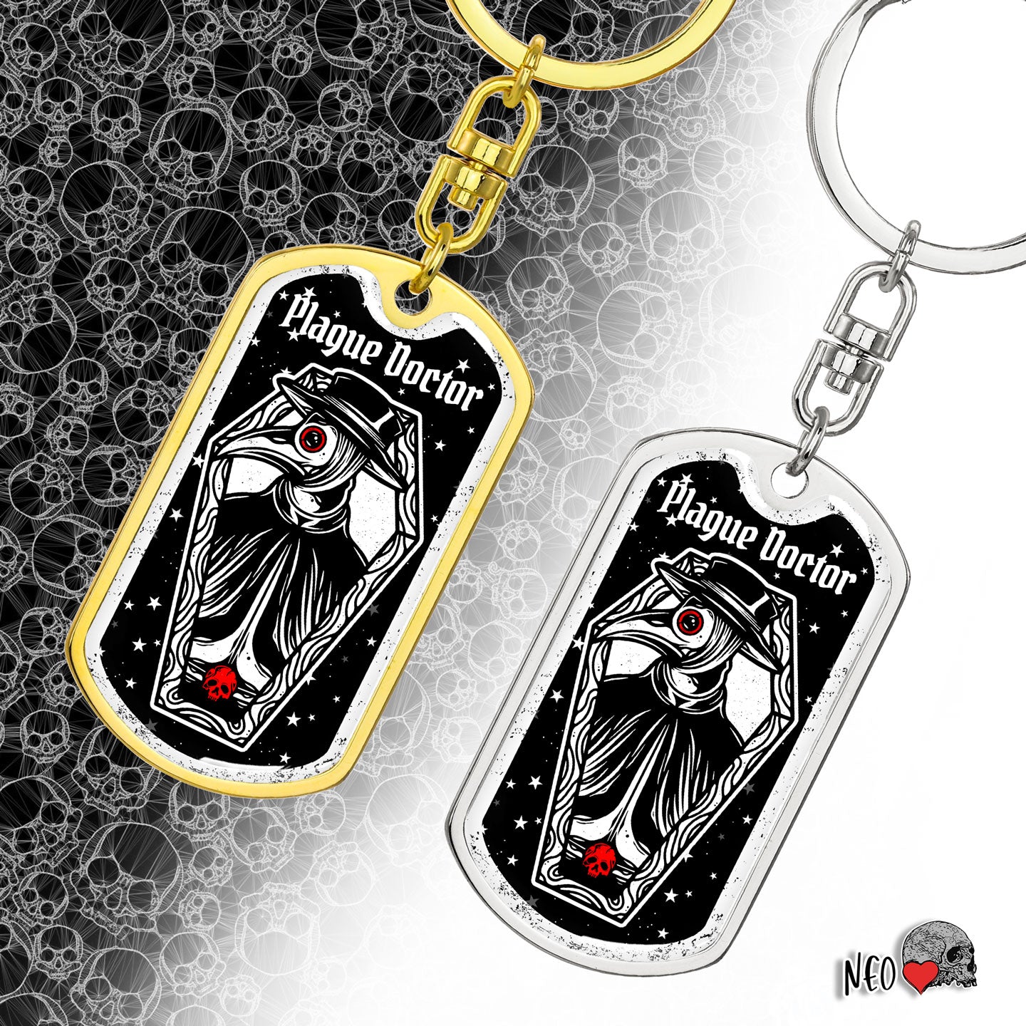 Victorian Plague Doctor Dog Tag Keychain - NeoSkull