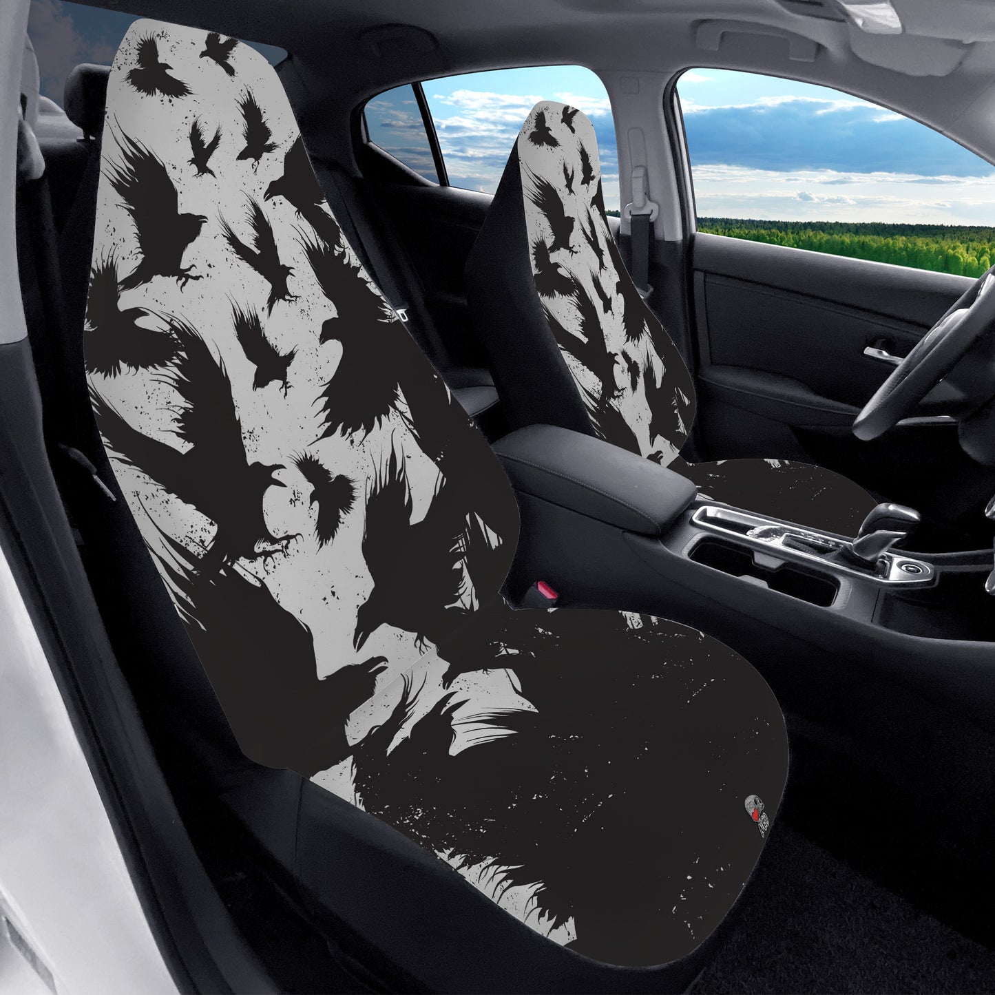 Gray Raven Dance Car Seat Covers