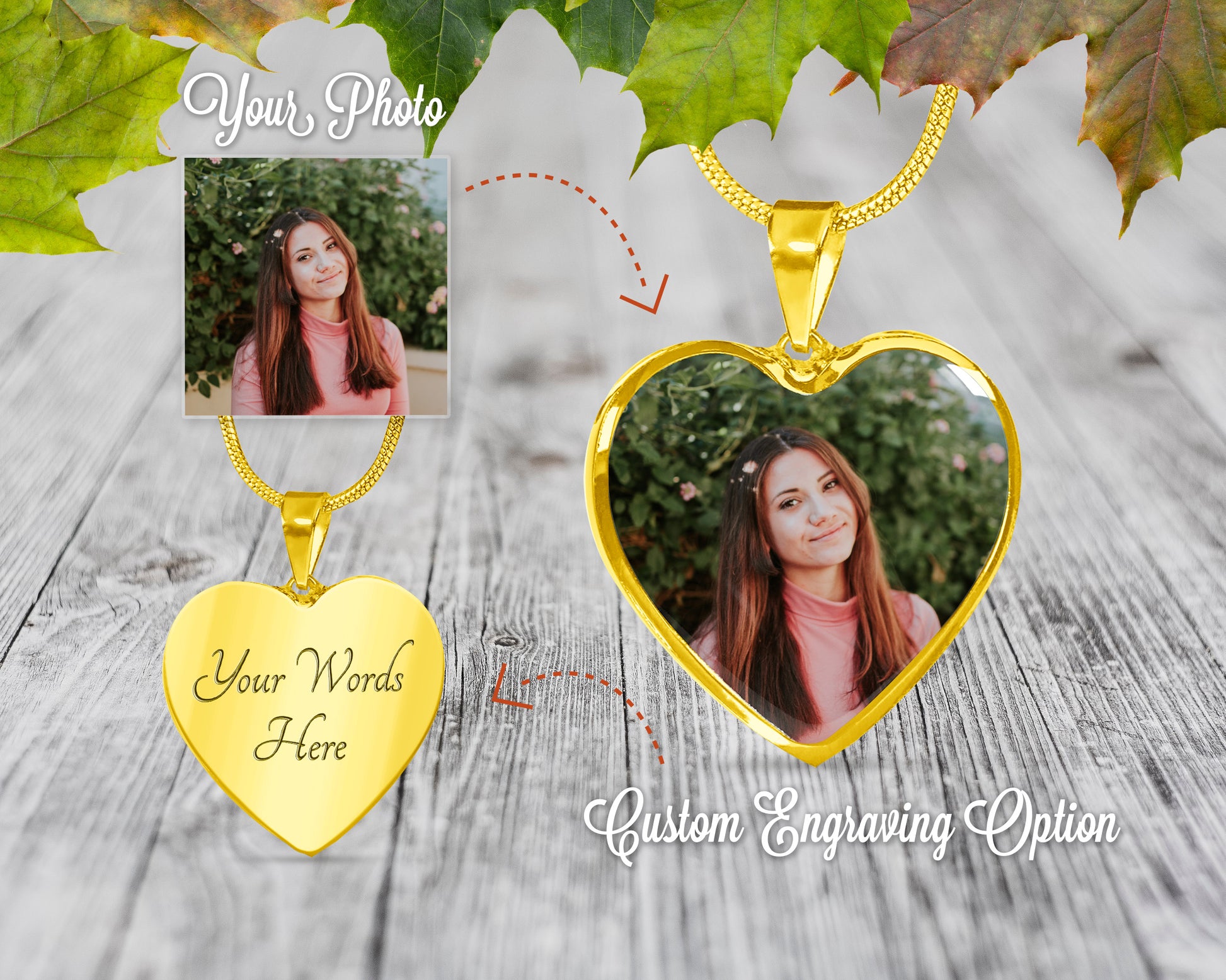 Personalized Photo Necklace Heart. Custom Picture - NeoSkull