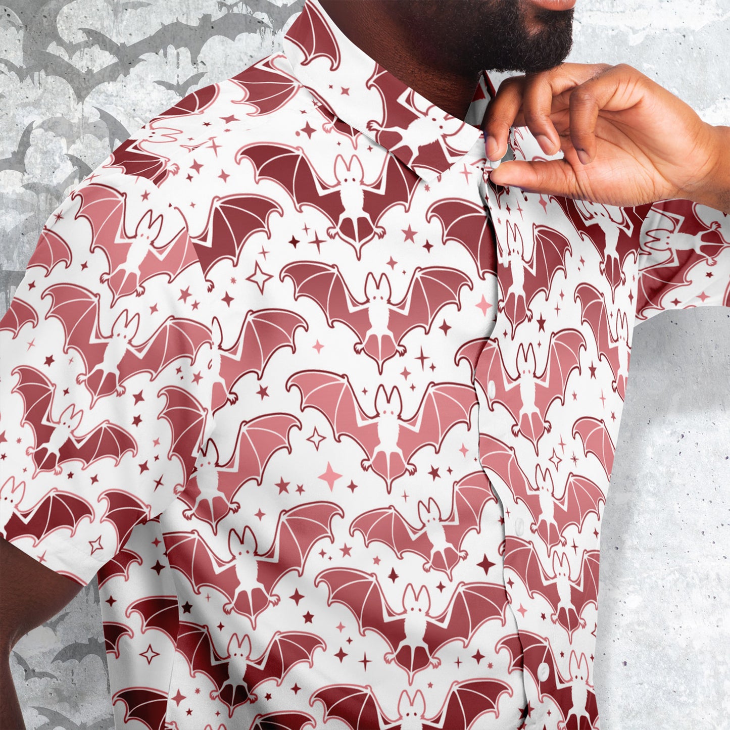 Pink Bats short sleeve button-up shirt