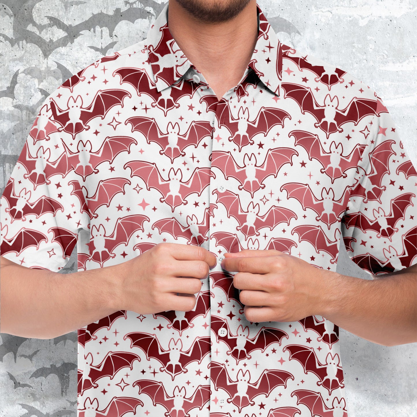 Pink Bats short sleeve button-up shirt