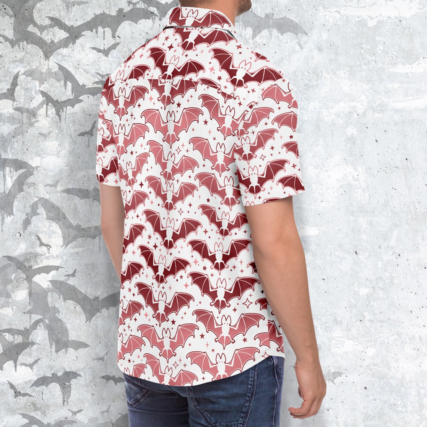 Pink Bats short sleeve button-up shirt