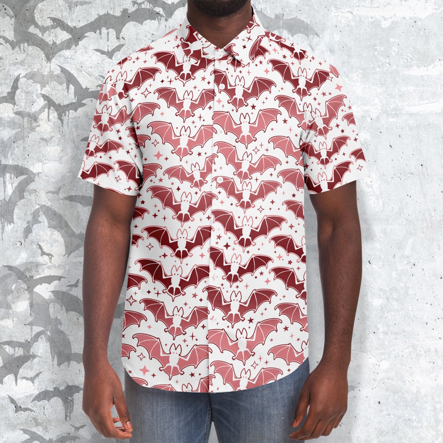 Pink Bats short sleeve button-up shirt