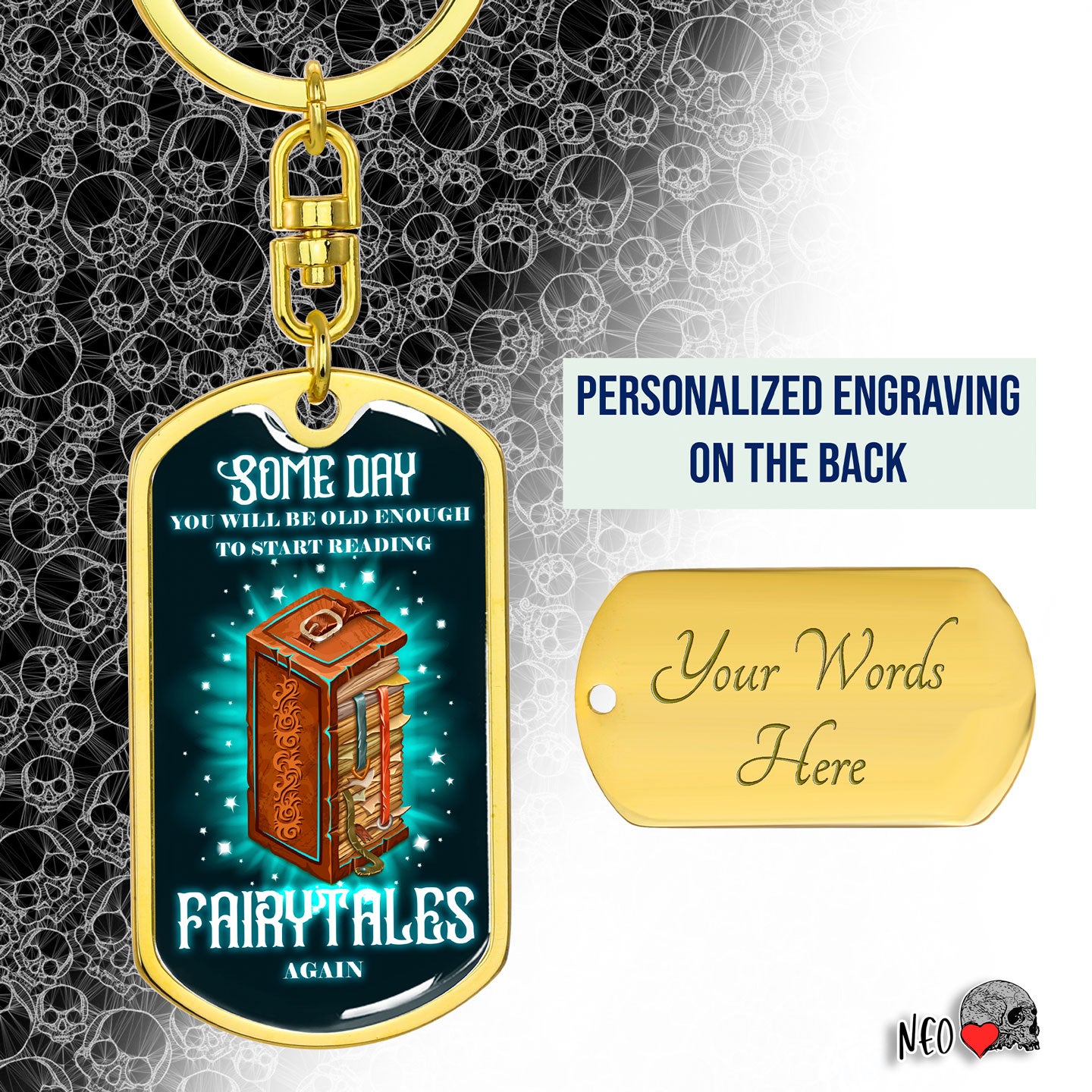Reading Fairytales Again - Dog Tag Kechain - NeoSkull
