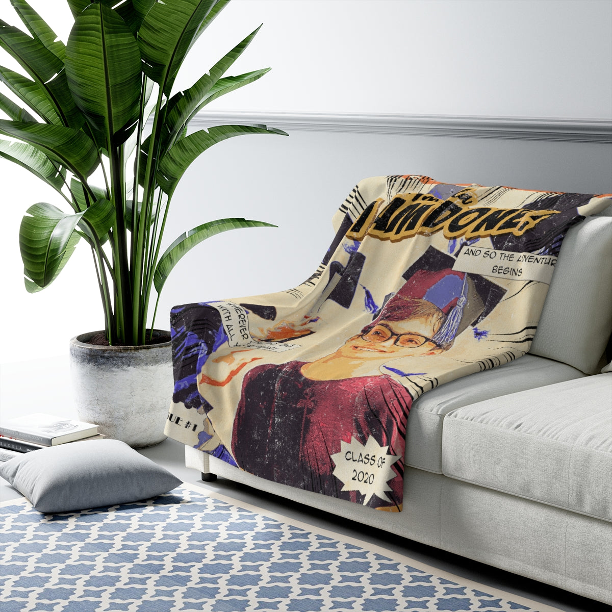 Personalized Graduation Blanket - Retro Comic Art - NeoSkull