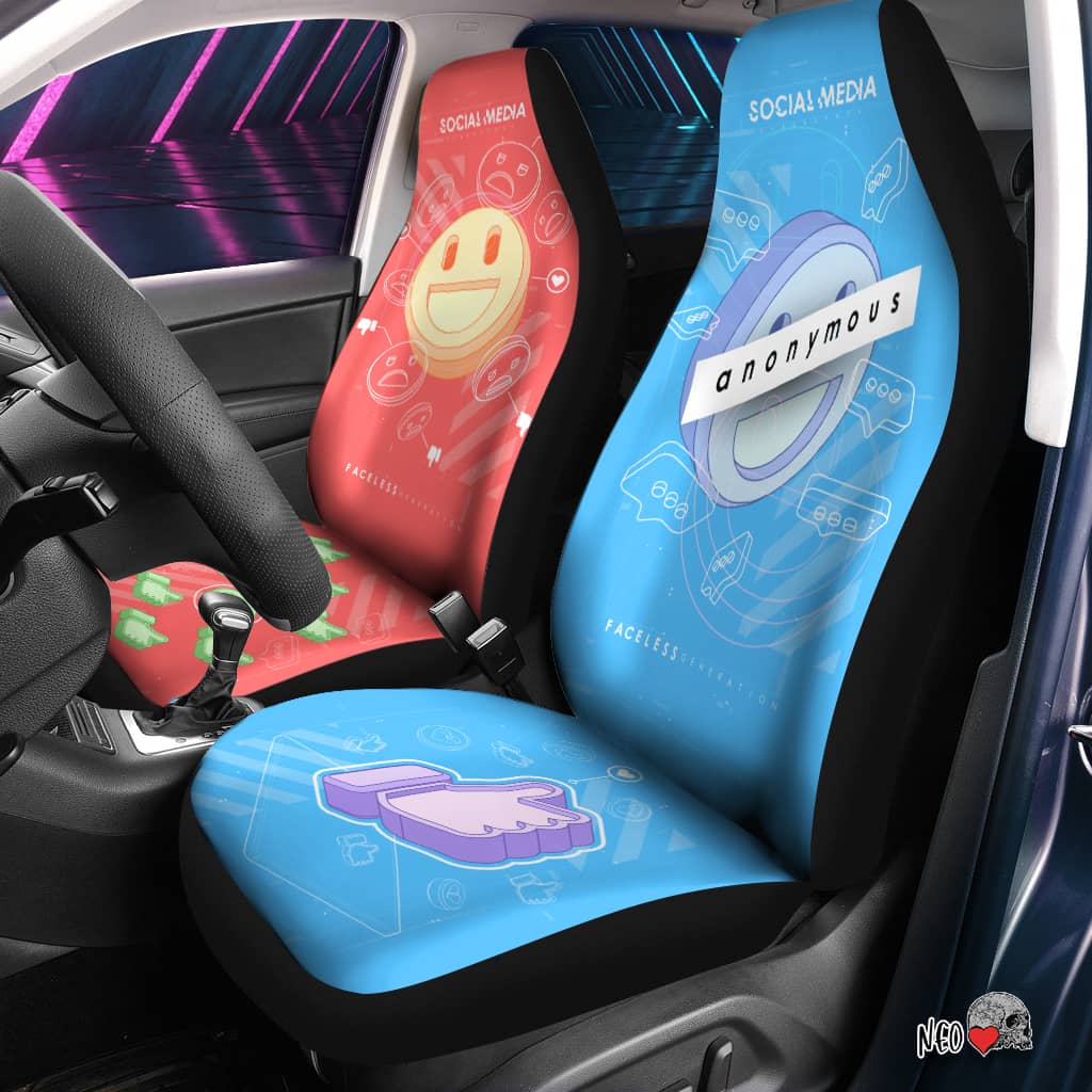 Social Media Concept Car Seat Covers - NeoSkull