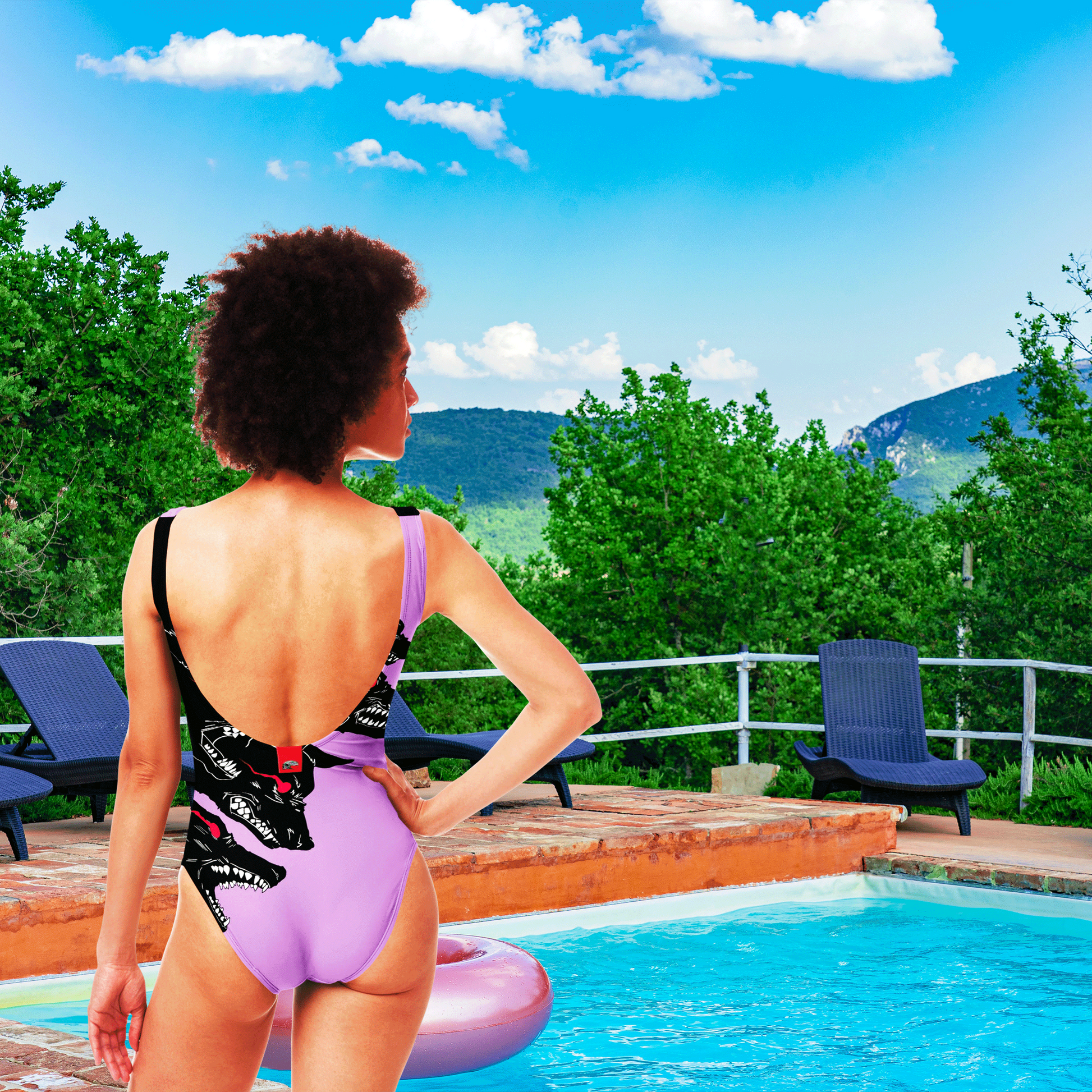 Wolf Pack Pastel Goth Swimsuit - NeoSkull